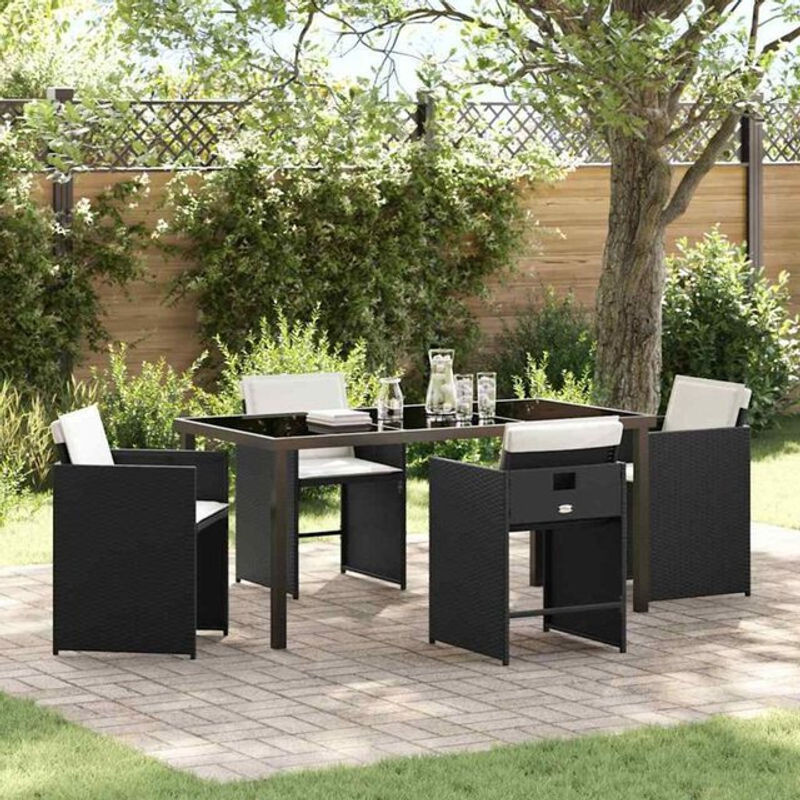 vidaXL Gartenmöbel-Set aus Polyrattan mit 5 Teilen und Kissen in Schwarz - Bild 1