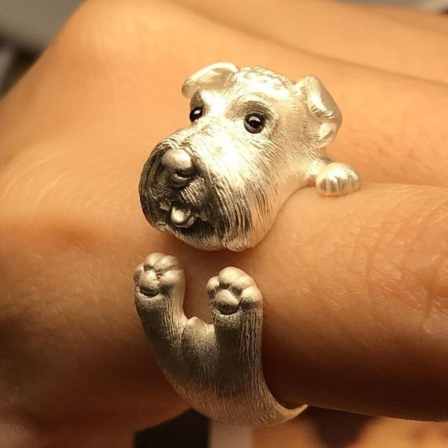 Ring Schnauzer-Welpe, Silber, Messing, Damen - Bild 1
