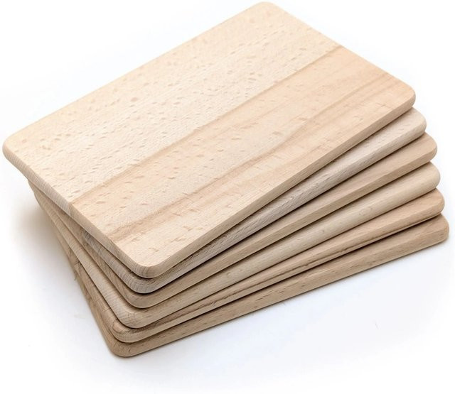 HolzFee 6-teiliges Frühstücksbrettchen Set aus Buche Vollholz, Beige, B/T/H: 22 x 14 x 1 cm - Bild 1
