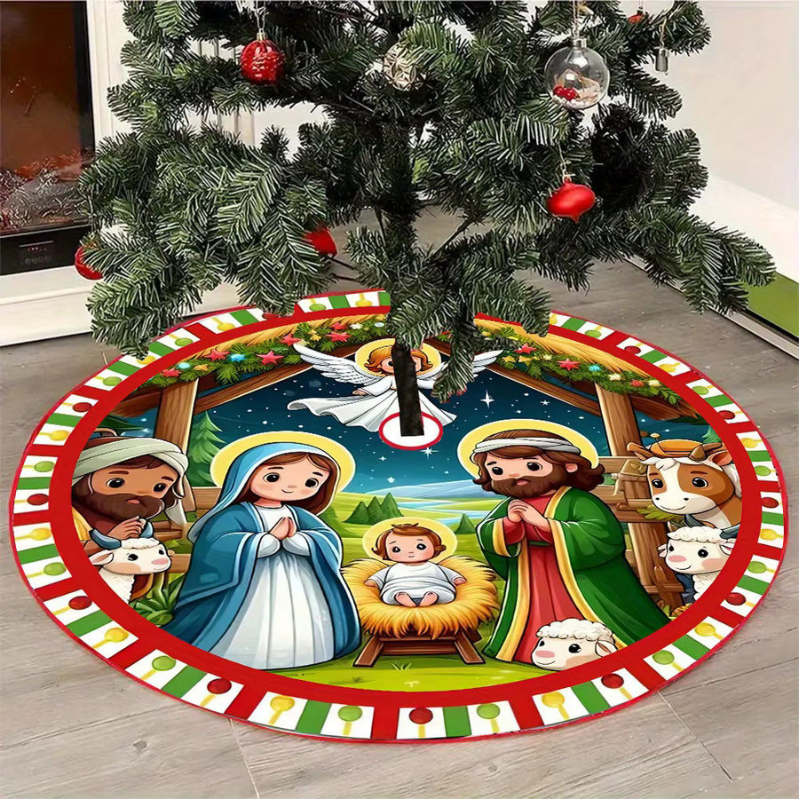 VIKAMA Weihnachtsbaumrock aus Polyester in Mehrfarbig mit abstraktem Design für Innen und Außen - Bild 2