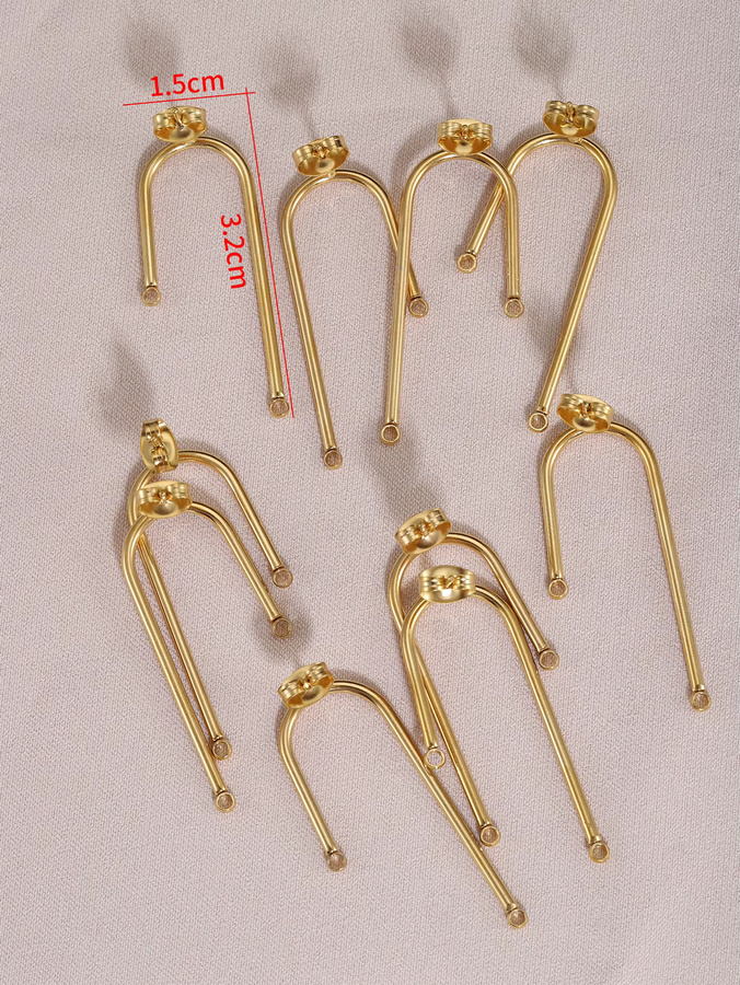 Ailimi Ohrstecker Edelstahl, U-Form, Gold, Unisex - Bild 2