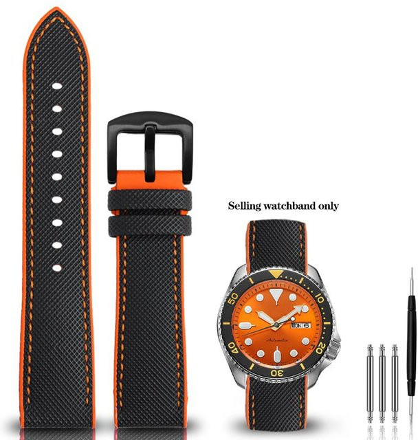 Uhrenarmband Silikon, Schwarz, Herren, 20mm - Bild 1