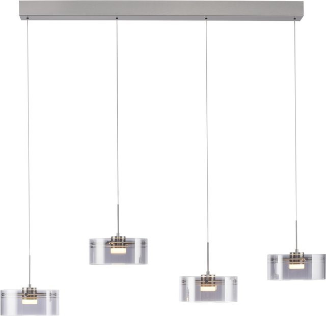 Pendelleuchte MONDO KARENA in Silber und Grau mit Glas und Stahl, dimmbar, warmweißes LED-Licht - Bild 1