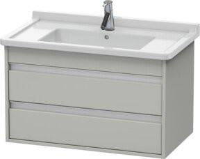 Duravit Waschtischunterschrank Ketho in Betongrau Matt mit 2 Schubladen, wandhängend, B: 80 cm, T: 45,5 cm, H: 48 cm - Bild 1