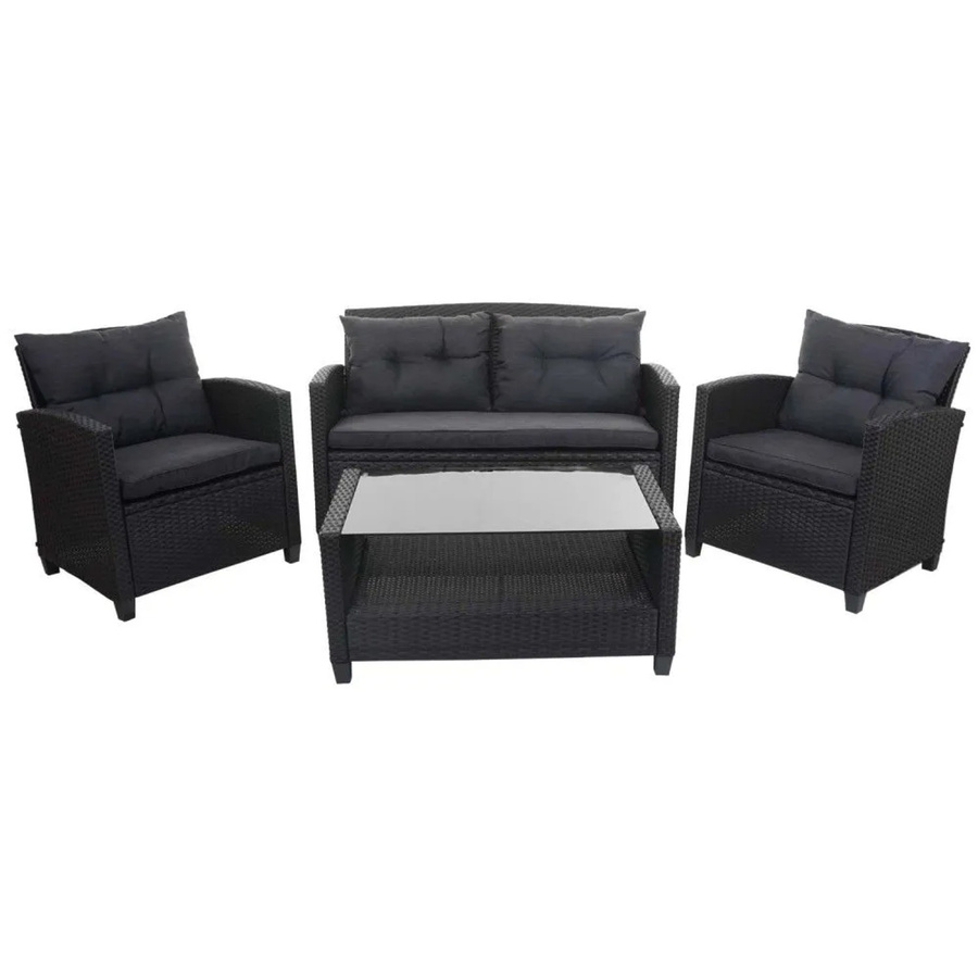 MCW XXL Poly-Rattan Garten-Lounge-Set F10 in Anthrazit mit Polsterkissen - Bild 2