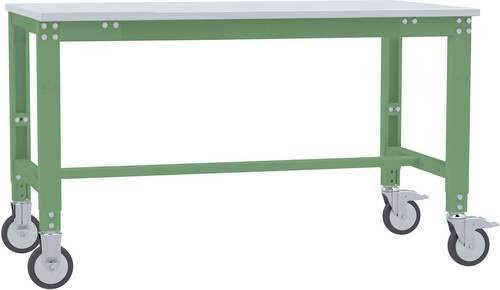 Manuflex AU7351.6011 Arbeitstisch UNIVERSAL Spezial mobil mit Melaminplatte, Resedagrün (RAL 6011), B/T/H: 150 x 80 x 75,2-97,2 cm - Bild 1