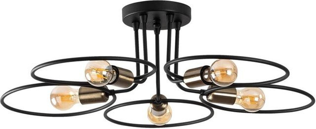Opviq Deckenleuchte Circle-1346 in Schwarz aus Eisen mit 5 E27 Fassungen, Durchmesser: 73 cm, Höhe: 22 cm - Bild 1