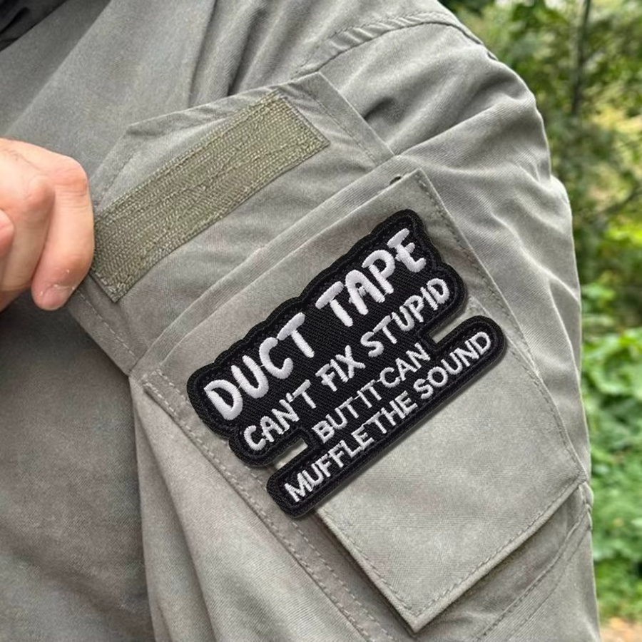 Bestickter Klettverschluss Aufnäher Duct Tape Meme Taktisches Abzeichen in Schwarz für Rucksack und Mütze - Bild 5