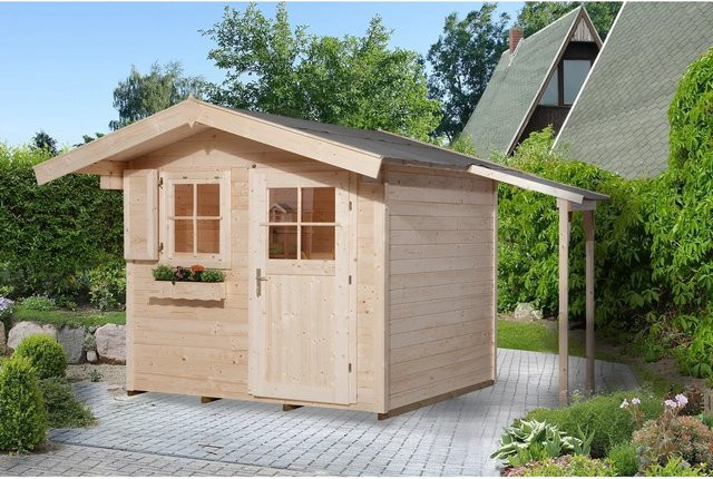 OBI Outdoor Living Holz-Gartenhaus Bozen mit Flachdach, unbehandelt, braun, B/T/H: 367 x 274 x 242 cm - Bild 1