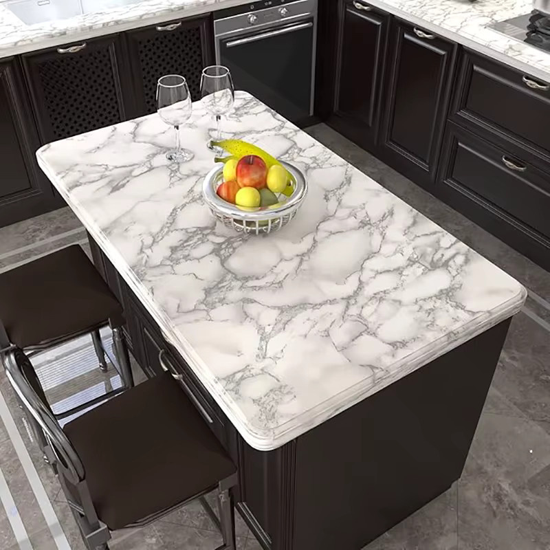 Selbstklebende Marmor Tapete in Weiß aus PVC, wasserdichte und ölbeständige Wandgestaltung im Stone Look, Breite: 55 cm - Bild 2