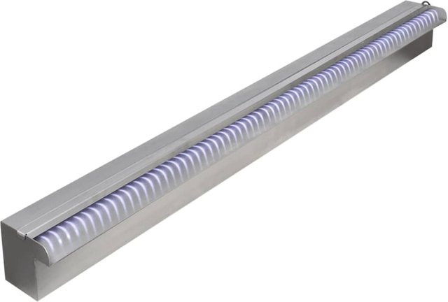 VD Home Furnishing Pool-Wasserfallbrunnen aus Edelstahl mit LEDs, rechteckig, Silber, Breite: 90 cm, Höhe: 11,5 cm, Tiefe: 8 cm - Bild 1