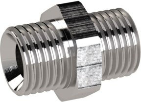 Riegler Doppelgewindenippel aus Edelstahl 1.4571 in Silber, G 3/4 a. / G 3/4 a., SW 32 - Bild 1