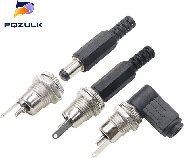5er Set PQZULK DC 12V Netzteil Stecker und Buchsen Set in Schwarz mit 5,5x2,1mm Kunststoff Stecker und 5,5x2,5mm DC Buchse zur Panelmontage - Bild 1