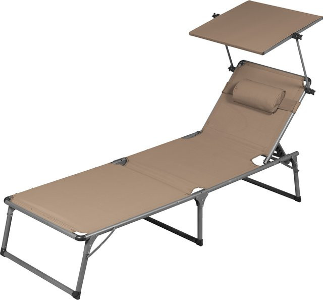 LIVARNO Alu-Dreibeinliege Houston in Taupe mit Sonnenverdeck und verstellbarer Kopfstütze - Bild 1