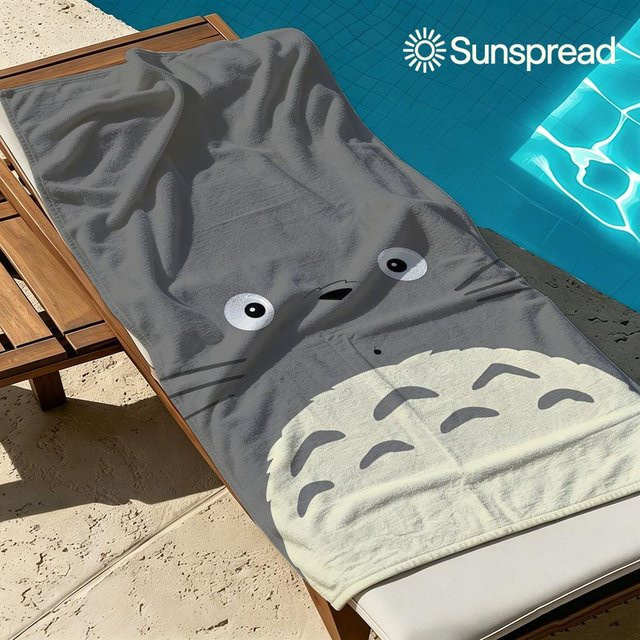 Schnelltrocknendes Mikrofaser Badetuch T-Totoro von JMG Household Supplies, Farbe: Grau, B/H: 75 x 150 cm - Bild 1