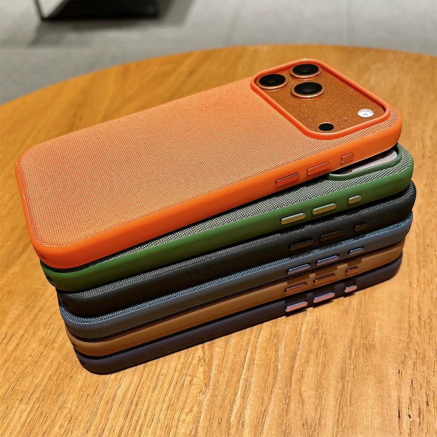 Original Tech Woven MagSafe Magnetische Handyhülle für iPhone 17 16 15 14 13 12 11 Pro Max mit matter Rückseite in Braun und Orange - Bild 2