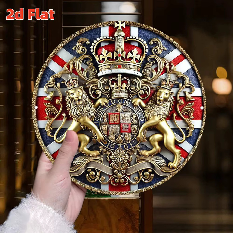 Potdemiel British Crown Badge Metallaufkleber im Antik-Stil, B/B: 19,79 x 19,79 cm, Mehrfarbig - Bild 3