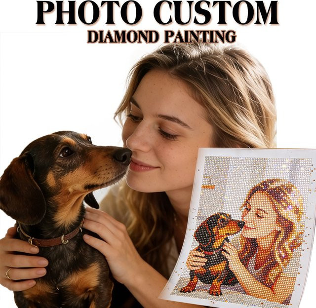 HUACAN Diamant-Mosaik 5D Set mit personalisiertem Foto in Mehrfarben mit runden Perlen - Bild 1