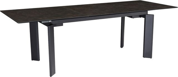 Ausziehbarer Esstisch MALTA von KADIMA DESIGN in Schwarz mit Keramik-Glas in Marmoroptik, B/T/H: 180 x 95 x 77 cm (ausziehbar auf 240 cm)