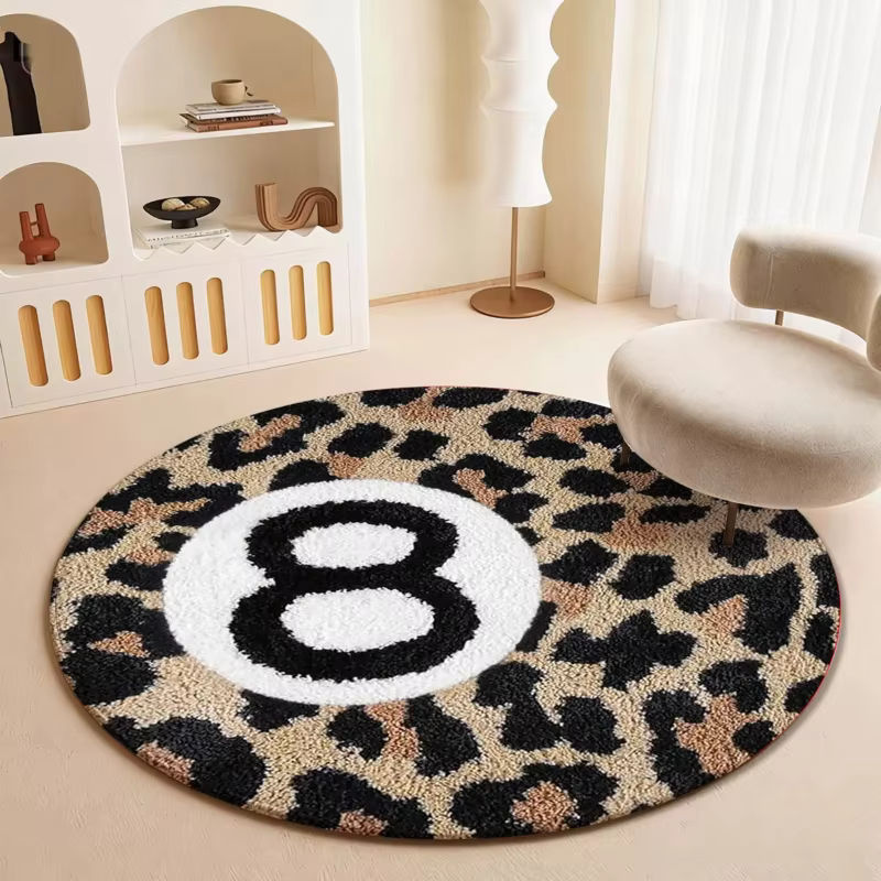 VIKAMA Runder Teppich mit Leopardenmuster in Multicolour für Wohnzimmer und Schlafzimmer, Durchmesser: 60 cm - Bild 3