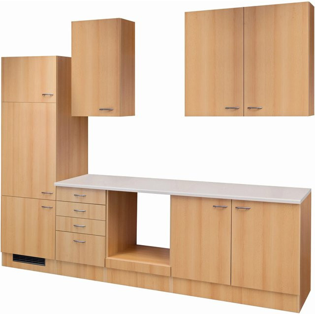 Flex-Well Classic Küchenzeile Nano in Buche Nachbildung, Farbe Braun, B: 270 cm, T: 60 cm, H: 234 cm - Bild 1