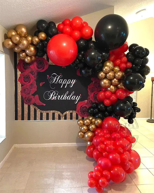 127 Stück Luftballon-Set für Girlandenbögen in Rot, Schwarz und Gold zur Partydekoration für Geburtstag, Hochzeit oder Valentinstag - Bild 2