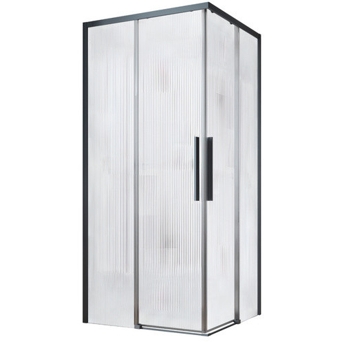 GEO Schiebetür S8 mit Eckeinstieg aus Wellenglas in Gunmetal Grau, B: 90 cm, H: 195 cm - Bild 2