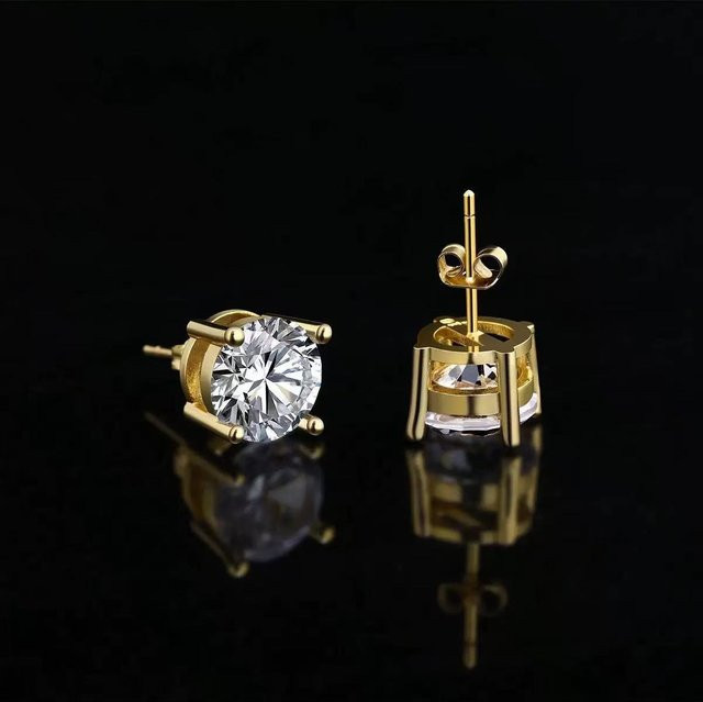 Ohrstecker 925 Silber, Weißgold plattiert, Moissanit, Damen - Bild 1