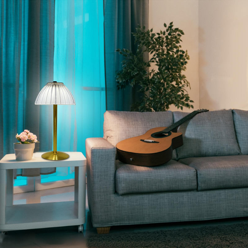 Igeteck Kabellose Tischlampe in Bronze, wiederaufladbare LED-Schreibtischlampe mit Touch-Steuerung, dimmbar und mit 3 Lichtfarben, Retro Metall Design - Bild 2