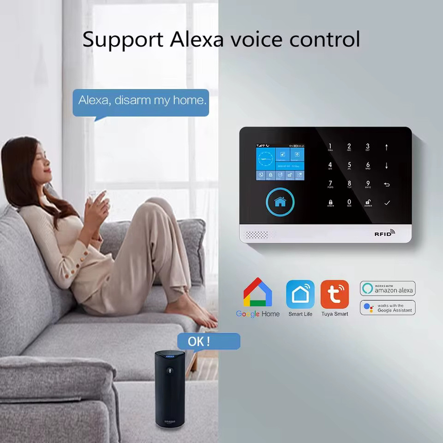 AiHexsm Smart Home Sicherheitssystem mit 2G GSM WiFi Alexa Tuya Smart Life Kompatibilität, Bewegungs- und Tür-Magnetsensor mit Haustier-Immunität - Bild 4