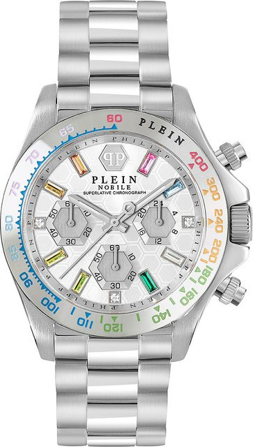 Philipp Plein Chronograph Damenuhr, Quarz, Edelstahl, Silber, 38 mm - Bild 1