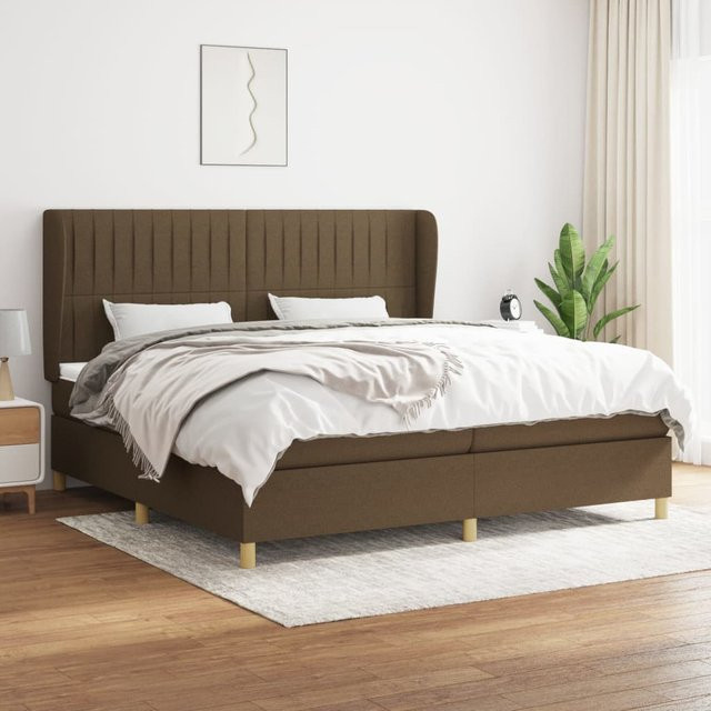 vidaXL Boxspringbett Hybrid mit Matratze und Taschenfederkern, Braun, B/T: 200 x 200 cm - Bild 3