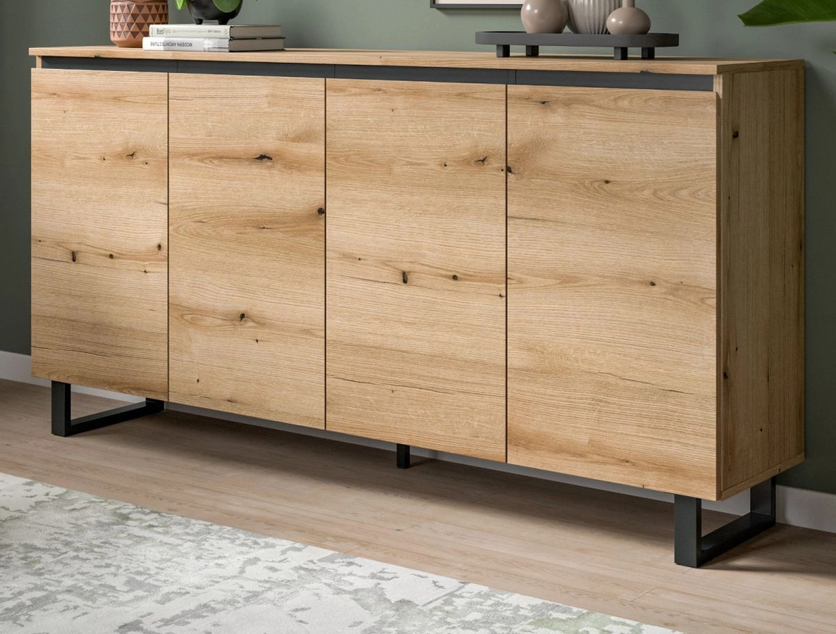Inn.Furn Sideboard Gelia in Eiche und Schwarz mit Soft-Close-Schubladen - Bild 1