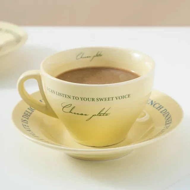 Schwarzes Keramik-Kaffeetassen-Set mit Untertasse für Kaffee und Tee - Bild 1