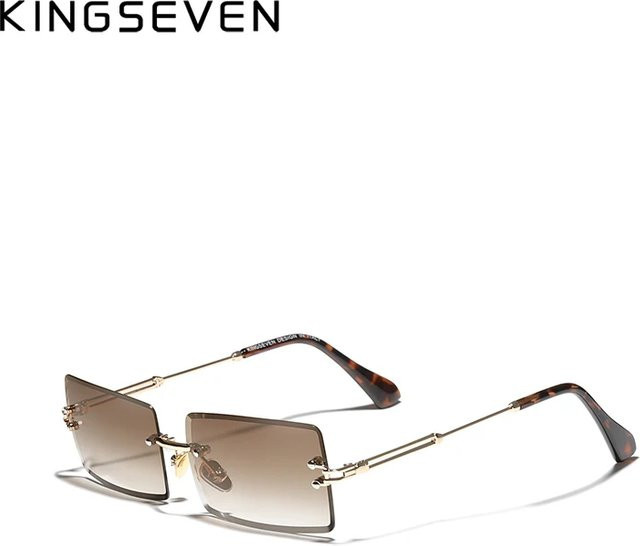 Kingseven Sonnenbrille Rechteck, randlos, Metall, braun, Damen - Bild 1