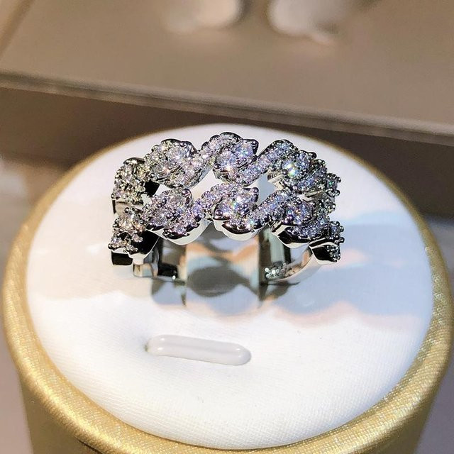 YIRAN Ring Kupfer, Weißer Zirkon, Silber, Damen - Bild 1