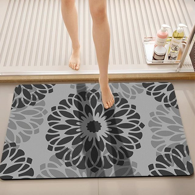 Saugfähige Badezimmer-Bodenmatte von Yiran Furniture, schnelltrocknend und rutschfest, B/T: 60 x 40 cm, in Beige oder Grau - Bild 1
