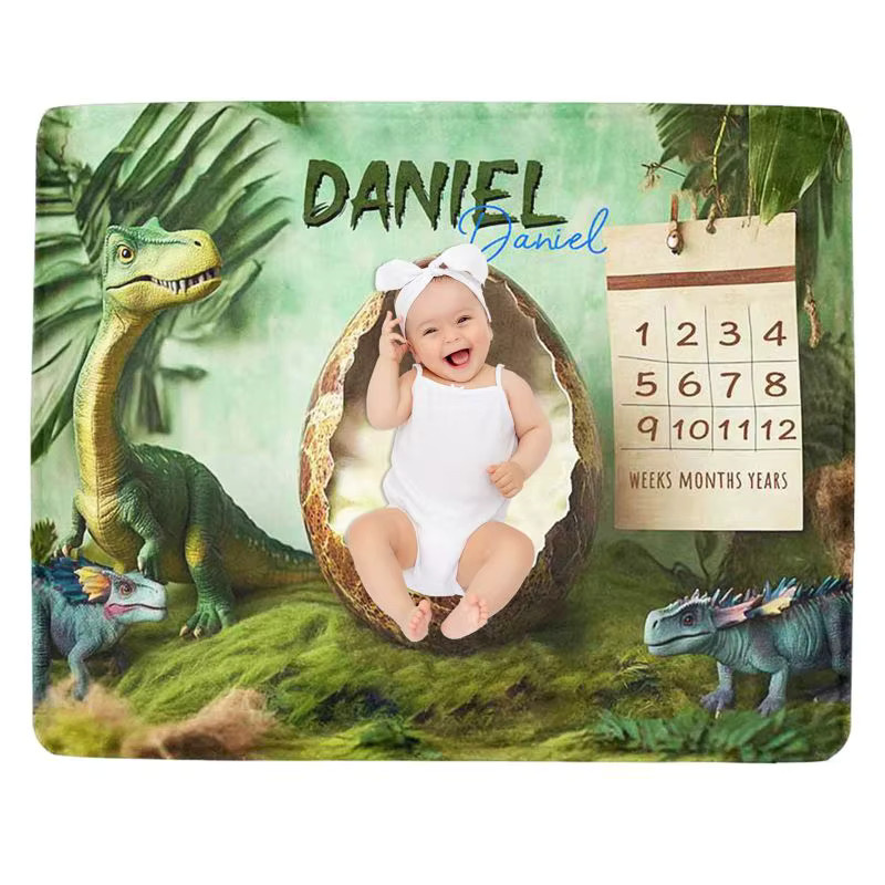 VIKAMA Baby-Meilenstein-Decke mit Dschungeltier-Motiv in Multicolour, Aquarell-Safari-Tierdruck als Fotodecke für Neugeborene, B/B/H: 100 x 75 x 75 cm - Bild 2