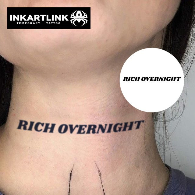 INKARTLINK Tattoo-Aufkleber Rich Overnight, Gothic-Schriftart - Bild 1
