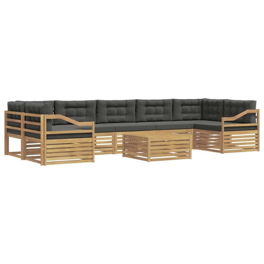 vidaXL Outdoor-Sofagarnitur aus Massivholz Akazie in L-Form mit Polstern, 8-teiliges Set in Weiß und Anthrazit - Bild 2