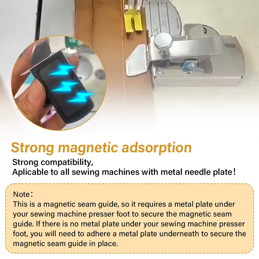 JAKYLOVE Magnetische Nahtführung für Nähmaschinen in Silber, multifunktionales Nählineal für gerade Linien und Säume, universeller Nähmaschinenaufsatz - Bild 4