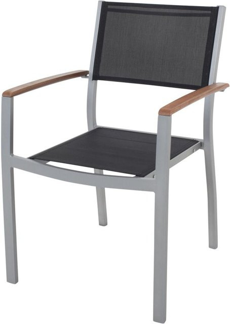 Villana Victoria Stapelsessel in Silber/Schwarz aus Aluminium und Textilene, B/T/H: 57 x 56 x 84 cm - Bild 1