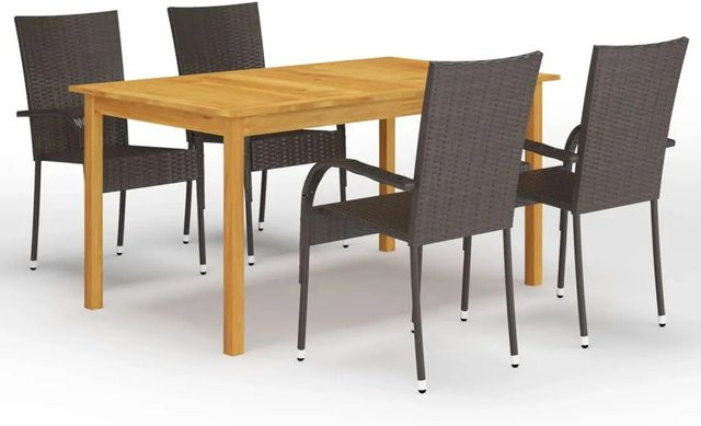 vidaXL 5-tlg Garten-Essgruppe Modell 9 aus Akazien-Massivholz in Braun - Bild 1