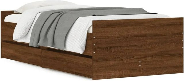 vidaXL Bettgestell mit Schubladen in Braun Eichen-Optik, Breite: 100 cm, Länge: 200 cm - Bild 1