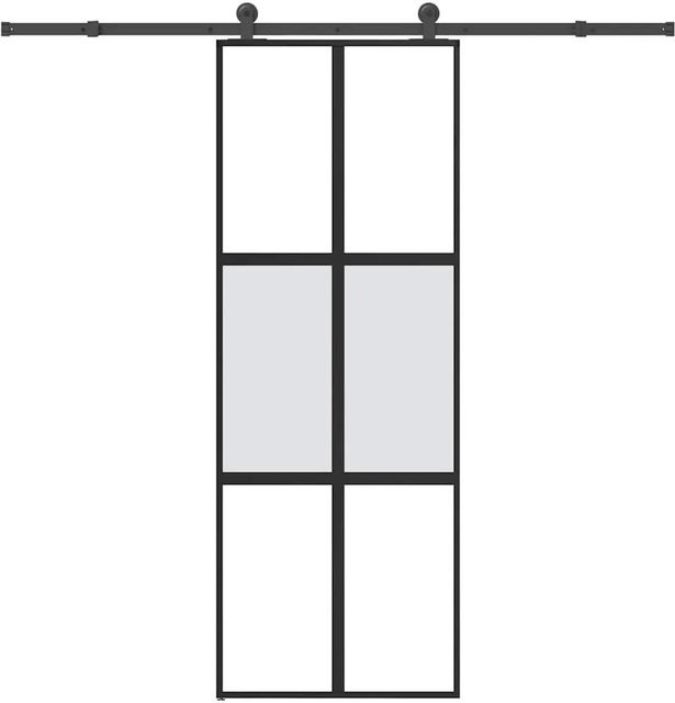 vidaXL Schiebetür aus Hartglas und Aluminium in Schwarz und Transparent, B/H: 76 x 205 cm - Bild 1