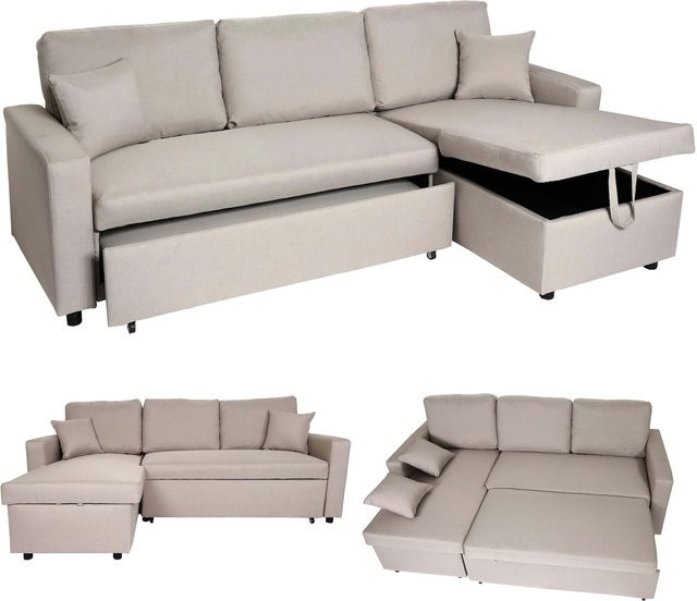 MCW Ecksofa L-Form mit Bettkasten und Schlaffunktion in Beige, Breite: 228 cm - Bild 1