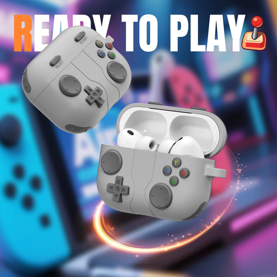 3D-Spielhülle aus weichem Silikon für AirPods Pro 2, Pro 4 und AirPods 4 inklusive Lanyard in Schwarz - Bild 4