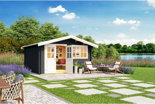 Mr. GARDENER Gartenhaus Isar aus Holz in Grau, B/H/T: 424,2 x 245 x 443 cm - Bild 1