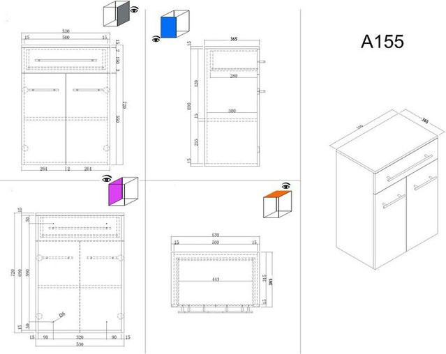 Posseik Badmöbel Levana XL in Grau oder Weiß mit Soft-Close-Türen und Regalböden - Bild 2