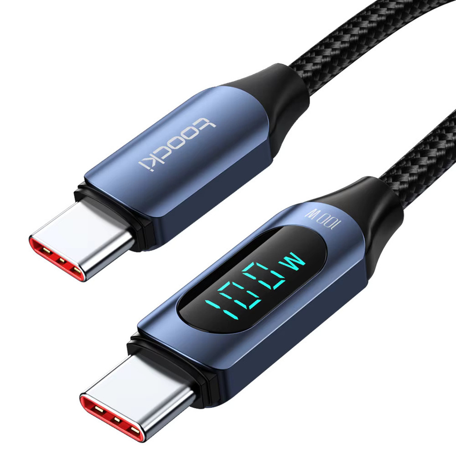 Toocki USB-C auf USB-C Schnellladekabel mit Display 100 W in Schwarz für iPhone 15 16 17, Samsung S23, Xiaomi und MacBook - Bild 7